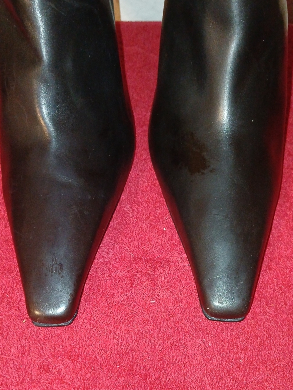 Stuart Weitzman Black Pointed Toe Leather Ankle Boots - Picture 6 of 14